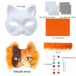 1 komplekt Graffiti poolmask Cosplay DIY materjalide kott Loomne poolmask K&auml;sitsi valmistatud materjalide komplekt T&uuml;hi mask 8 v&auml;rvi oranž