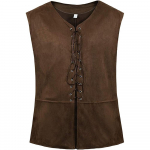 Steampunk Viikingid T&auml;iskasvanute Piraatvest Pluss Suurus Meeste Kost&uuml;&uuml;m Karneval Keskaegne Renessanss Gooti Varrukateta Vest S pruun