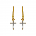 Kullaga kaetud risti k&otilde;rvar&otilde;ngas, 925 sterlingh&otilde;be naiste ehted, kuubiline tsirkoon k&auml;sitsi valmistatud k&otilde;rvar&otilde;ngas