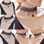 Gooti must pits Retro Choker krae Lilleripats Kaelakee ehted