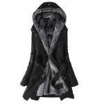 Naiste soojad talvemantlid, udune fliisvoodriga Slim Fit paksu kapuutsiga pikad jakid &uuml;ler&otilde;ivad L