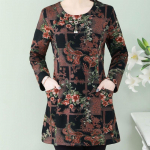 Naiste R&otilde;ivad Vintage Lillemustriga Tr&uuml;kitud Pulloverid Vabaaja &Uuml;mara Kaelusega Kevad S&uuml;gis Pikkade Varrukatega Mood Taskutega &Otilde;mmeldud T-s&auml;rk Uus 5XL must