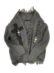 Tume Subkultuur Vintage Vana Kampsun Kampsun Rebitud Meeste ja Naiste Rebitud Punk Keskmine ja Pikk Kootud Jakk One size black