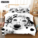 Armas dalmaatsia koera voodipesukomplekt 3D luksuslik tekikottide komplektid tekikott voodipesu kuninganna kuningas &uuml;hekohaline suurus must valge loom lemmikloom EU single(135x200cm) black