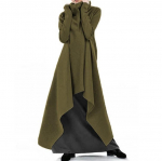 Naiste s&uuml;gisene avara ebaregulaarse &uuml;hev&auml;rvilise hommikumantliga dressipluus k&otilde;rge kaelusega pulloveriga sviiter suures suuruses 5XL armee roheline v&auml;rv