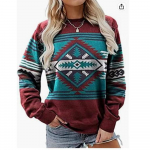 Naiste &Uuml;markaelusega dressipluusid Moodne 3D Prindiga Retro etnilises stiilis T&uuml;drukutele Suured dressid Pullover T&uuml;drukutele Pikad varrukad Riided S