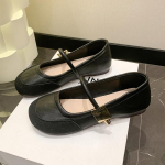 Pehme nahk retro &uuml;mara ninaga metallpandlaga naiste kingad 2024 kevad Korea versioon uued koledad ja armsad naiste v&auml;ikesed nahkkingad 40 must