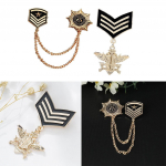 2 Pieces Retro Alloy Chain Brooch Pins Star Badge male accessories