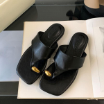 Moodsad luksuslikud naiste lamedad sussid pl&auml;tud kingad naistele suveks rannafashion metallist naiste lamedad sussid sandaalid kingad 35 must