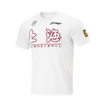 Li Ning CBA Series 24 hooaja Shanghai meeskonna mugav vabaaja lihtne l&uuml;hikeste varrukatega korvpallis&auml;rk meestele topid valge ATSU963-1 M