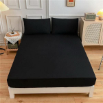 &Uuml;limalt veekindel puuvillane elastsete ribadega lina, libisemisvastased reguleeritavad madratsikatted &uuml;hele kaheinimesevoodile, 140/160/200 cm Sheet 80X200x30cm must