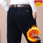 Meeste s&uuml;gis-talvised laiaribiline velvetp&uuml;ksid: Kahekordse voldiga, lahtise l&otilde;ikega, soe, paks, pluss samet, sirge s&auml;&auml;rega, puhas puuvill, keskealine. 33 (waist 26 inches)
