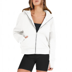 Naiste pusad, pikkade varrukatega, vabaaja t&auml;ist&otilde;mblukuga kampsunid p&ouml;idlaauguga dressipluusid taskutega jakid XL valge