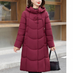 Suured suurused XL-6XL Keskealised naised Talvised pikad mantlid Kapuutsiga Elegantsed Paksud Soojad Tikandiga Parkad Naiste jakid 3XL punane