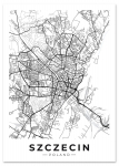 Plakat plan miasta Szczecin czarnobiały 30x40 cm