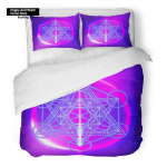 Tume sinine tekikott Elulill T&auml;htedega Geomeetria 3-osaline voodipesukomplekt Abstraktne 3D-tr&uuml;kk Vaimne s&uuml;mbol Sac Tekikott EU single(135x200cm)