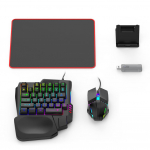 5-&uuml;hes mobiilim&auml;ngude konverteri klaviatuur ja hiir m&auml;ngukomplekt PUBG jaoks, juhtmega RGB taustvalgustusega klaviatuur telefonihoidikuga m&auml;ngijatarvikute jaoks must