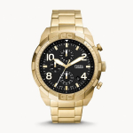 Fossil meeste kuldne kronograafkell - 50 mm must sihver terasest k&auml;epael, 5 ATM veekindel FS5877 kuld