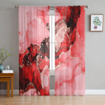 Luksuslikud t&uuml;llkardinad Marmor Phnom Penhi tindiga Elutuba K&ouml;&ouml;k Sifoonkardin Noorte magamistuba L&auml;bipaistev p&otilde;rand Valance kardin 135W x 114H(cm)