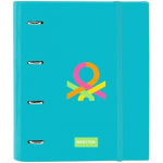 Classeur - SAFTA - Benetton Summer - 4 anneaux de 35 cm - Couverture rigide - 100 feuilles A4 sinine