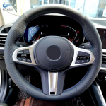 Black - red blue line Perforated Leather Steering Wheel Cover For BMW M Sport G30 G31 G32 G11 G20 G21 G01 G02 X5 G05 G14 G15 G16