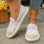 Naiste Balleriinad Espadrillid Zapatillas Mujer Sapatos Mood Pits K&auml;sitsi Kootud Tikandiga Kinga Kevad ja Suvi Peale libistatavad 36 valge