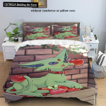 Pokemon Anime tekikate padjap&uuml;&uuml;r voodipesu Kawaii Pikachu kolmeosaline kogu lastele t&auml;iskasvanutele voodikollektsioon &uuml;heinimese kaheinimese kuninganna kuningas suurus EU single(135x200cm)