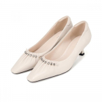 Barbara Leather Shirring Metal Pumps 5cm Bbj207iv 225mm