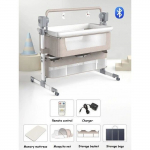 Berceau &eacute;lectrique multifonctionnel pour b&eacute;b&eacute;, lit-balan&ccedil;oire 3 en 1, de voyage, avec lit de chevet respirant, de bonne qualit&eacute; khak beež