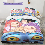 Kpopi deemonik&uuml;ttide mustriga voodipesu, tekikomplekt, tekikott, padjap&uuml;&uuml;r, kodu s&uuml;nnip&auml;evakingitus (1 * tekikott + 2 * padjap&uuml;&uuml;ri, ilma s&uuml;damikuta) 135x200cm