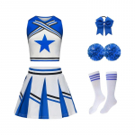 T&uuml;drukute Cheerleading Kost&uuml;&uuml;m Pehme Hingav Disain Sisaldab Seelikut Toppi Sokke Ja Tarvikuid Tantsuesinemisteks 170 sinine
