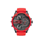 Diisel hr. Daddy The Daddie Series Kell Kvartsliikumine Terasest K&auml;ev&otilde;ru Must Tihvt Meeste kellad DZ7370 Regular Watch Box,Red Strap