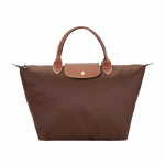 Longchamp Le Pliage Origina 30 L&uuml;hikeste k&auml;epidemetega Snap-kinnitusega t&otilde;mblukuga Nailonist l&otilde;uend nahast viimistlusega kandekott Keskmine Naiste kandekotid Eebenipuu 1623089P81 Ebony