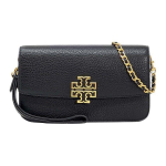 Tory Burch Britten Hollow Logo Kett Nahast &Otilde;la Crossbody Kott Naiste kotid Must Must-Kuld 141012-001 Basic Set (Bag+Dust Bag)