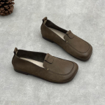 Johnature Retro Ehtne Nahk Mokassiinid Ruudukujuline Nina Pehme Tald Veisenahast Lamedad Naiste Slip-on Kingad 40 black