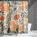 1 tk Troopiline lilleline du&scaron;ikardin - suurte oranžide &otilde;ite ja roheliste lehtedega - masinpestav pol&uuml;ester vannitoa dekoratsioon 160X180cm gray
