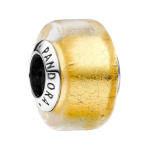 Pandora Mini Ruudukujuline Kontuurikujundus Murano Klaasist Ripats Naiste ripatsid Kollane 793353C00 Box