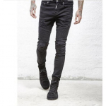 T&auml;nava l&otilde;hestatud kolmem&otilde;&otilde;tmelise l&otilde;ikega Slim Fit elastsed v&auml;ikese jalaga mootorrattateksad 28 must