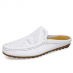 Suvised slip-on pooljalatsid meestele Nahast sussid Vabaaja muulad Hingavad mugavad looferid mokassiinid valge Must sinine 38 valge