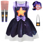 94255 Lapsed T&uuml;drukud Lily Armastuspunutised Prinditud Vibu Printsessi Kleidi P&uuml;kside Kotiga Komplektid Halloweeni Cosplay Kost&uuml;&uuml;mid 110cm lilla