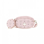 MCM Roosa Visetos Nahast Ovaalne Crossbody Kott Eemaldatava M&uuml;ndikotiga Igap&auml;evaseks Kasutamiseks Basic Set (Bag+Dust Bag)