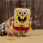 Esimene kiht veisenahk Spongebob Squarepants Mini m&uuml;ndikott Veisenahast kaardikott V&otilde;tmehoidja Rahakott Laste multikakujuline k&auml;ekott