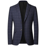 Kevad S&uuml;gis Meeste Pulmat&uuml;llid Bleiser Ruuduline S&uuml;gis &Uuml;he n&ouml;&ouml;pidega T&uuml;llid Blazers Mees Blazer Meestele XL sinine