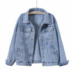 Teksajakk Naiste Boyfriend Jean Coat T&auml;navar&otilde;ivad Harajuku Vintage S&uuml;gis Basic &Uuml;ler&otilde;ivaste Mantel S