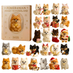 Pomeranian'i advendikalender 2026 koos 2D akr&uuml;&uuml;lkoera kaunistustega, 24 p&auml;eva, j&otilde;ulude ettelugemiskalender, kingitus pomeranian'i armastajatele L white