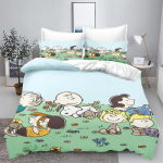 Snoopy Peanuts Multikate Voodipesukomplekt, Armas 3D Prindiga Tekikott ja Padjap&uuml;&uuml;rid, Pehme Mikrokiud Voodipesu Laste Magamistuppa Kodu 135x200cm