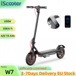 iScooter W7 35KM/H Elektriroller 8,5'' Rehv 42V/10,5Ah Aku 650W Mootor 27-37KM S&otilde;iduulatus K&uuml;lgvalgustusriba E-t&otilde;ukeratas W7 35KM/H must