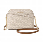 MICHAEL KORS Jet Set Travel Lihtne Prantsuse Kett Presb&uuml;oopia Tr&uuml;kitud Logo PVC Kest Koti T&ouml;&ouml;le K&auml;ekott &Otilde;lakott Crossbody Kott Naiste Vanilje Valge valge