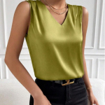 Suvise v&auml;rvi satiin&uuml;likond, varrukateta temperament Commuter Vest Base Top Camis & Tank Tops XL roheline