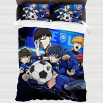 Anime Jaapani Blue Lock Laste Voodipesu Komplekt, Jalgpalli Poisi Magamistoa Dekoor Voodi Mikrokiud Tekikoti Komplekt Ja Padjap&uuml;&uuml;r 75*50cm 70x133cm 2pcs&Duvet Cover blue